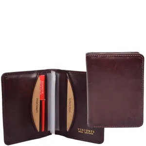 RFID Protected Bi-fold Wallet Small Credit Card Holder Geneva Brown
