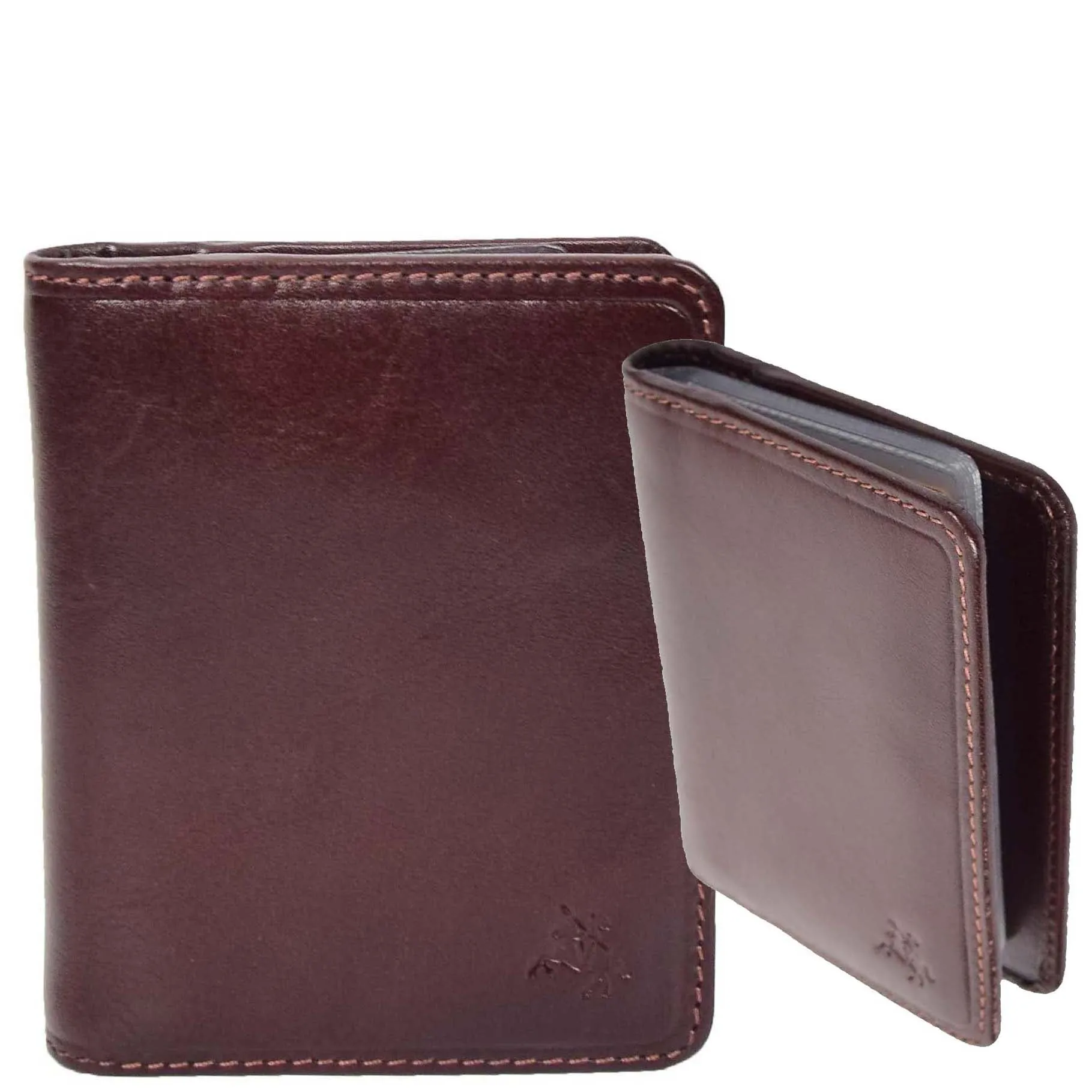 RFID Protected Bi-fold Wallet Small Credit Card Holder Geneva Brown