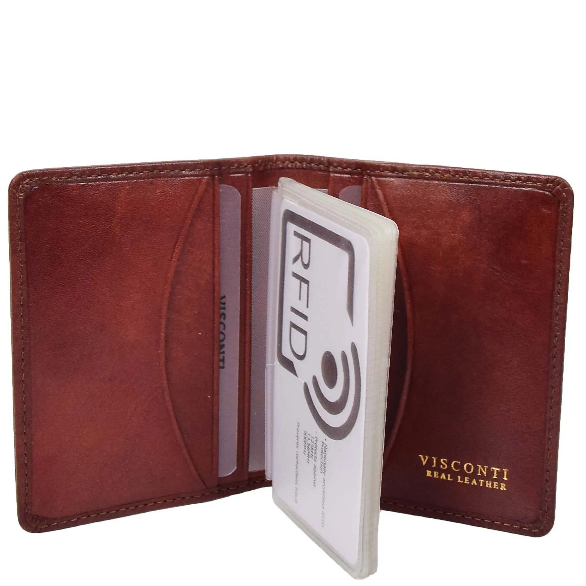 RFID Protected Bi-fold Wallet Small Credit Card Holder Geneva Tan