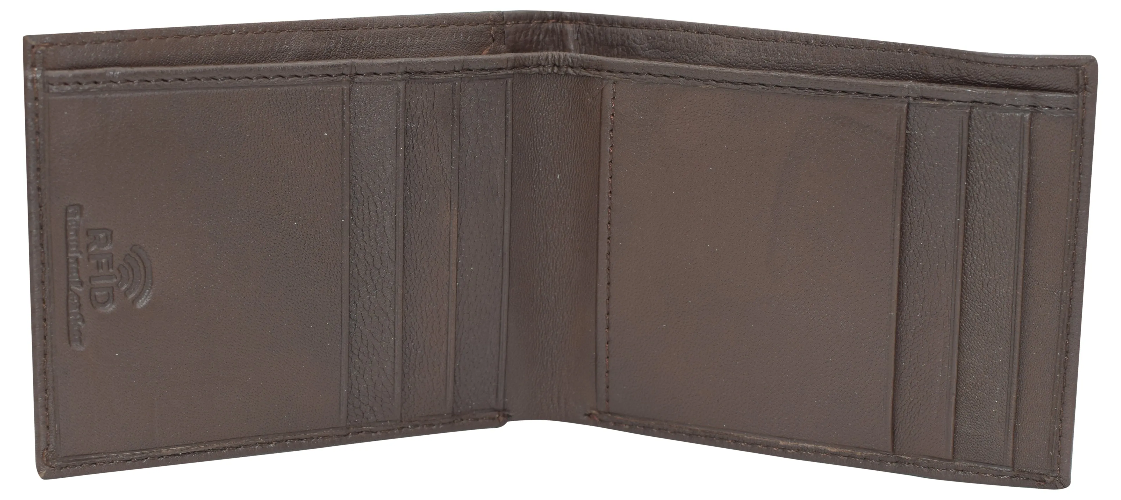 RFID49 Marshal Genuine Leather Slim Bifold Exterior ID Card Holder Wallet with Elastic Band Closure