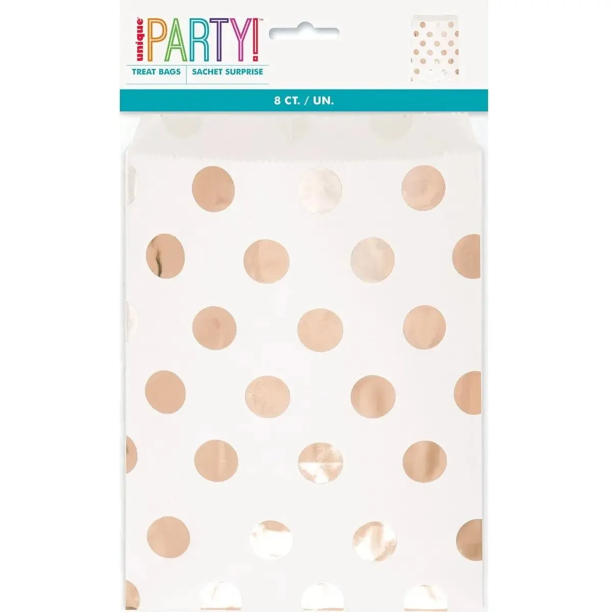 Rose Gold Polka Dots Party Bags 8pk
