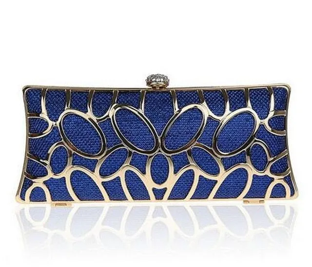 SEKUSA Clutch Female Diamonds Metal Hollow Out Style Women Evening Bags Alloy Mixed Color Chain Shoulder Purse Evening Bags