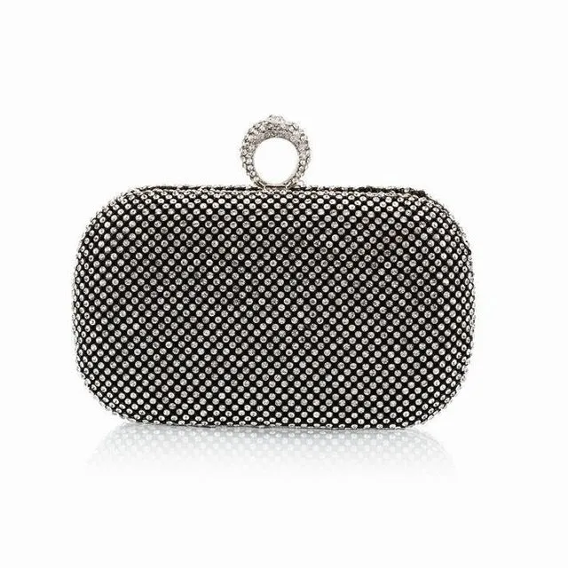 SEKUSA Clutch Female Diamonds Metal Hollow Out Style Women Evening Bags Alloy Mixed Color Chain Shoulder Purse Evening Bags