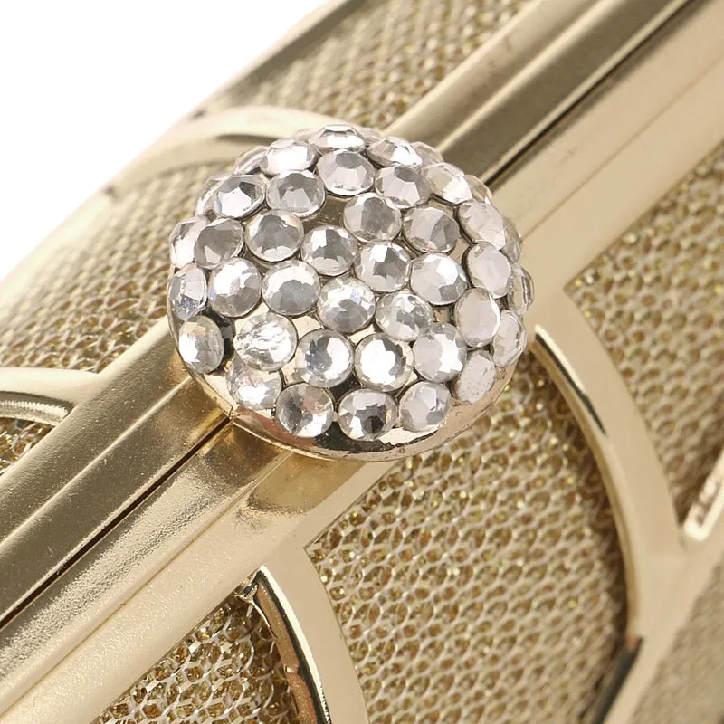 SEKUSA Clutch Female Diamonds Metal Hollow Out Style Women Evening Bags Alloy Mixed Color Chain Shoulder Purse Evening Bags