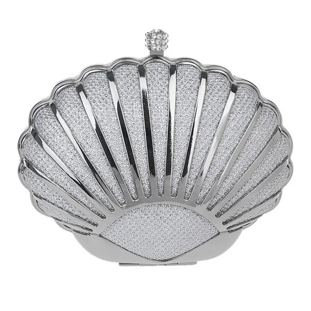 SEKUSA Clutch Female Diamonds Metal Hollow Out Style Women Evening Bags Alloy Mixed Color Chain Shoulder Purse Evening Bags