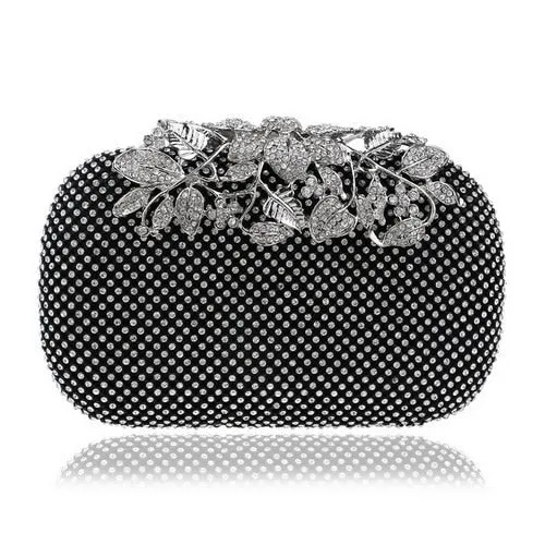 SEKUSA Clutch Female Diamonds Metal Hollow Out Style Women Evening Bags Alloy Mixed Color Chain Shoulder Purse Evening Bags