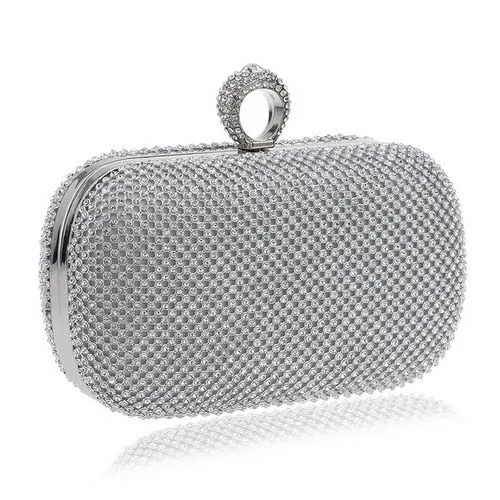SEKUSA Clutch Female Diamonds Metal Hollow Out Style Women Evening Bags Alloy Mixed Color Chain Shoulder Purse Evening Bags