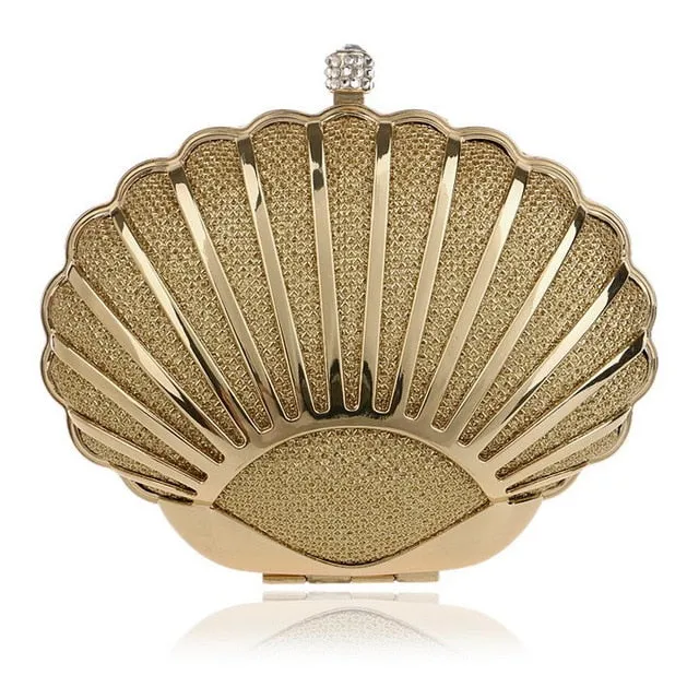 SEKUSA Clutch Female Diamonds Metal Hollow Out Style Women Evening Bags Alloy Mixed Color Chain Shoulder Purse Evening Bags