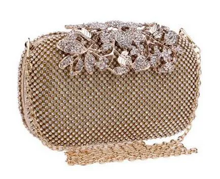 SEKUSA Clutch Female Diamonds Metal Hollow Out Style Women Evening Bags Alloy Mixed Color Chain Shoulder Purse Evening Bags