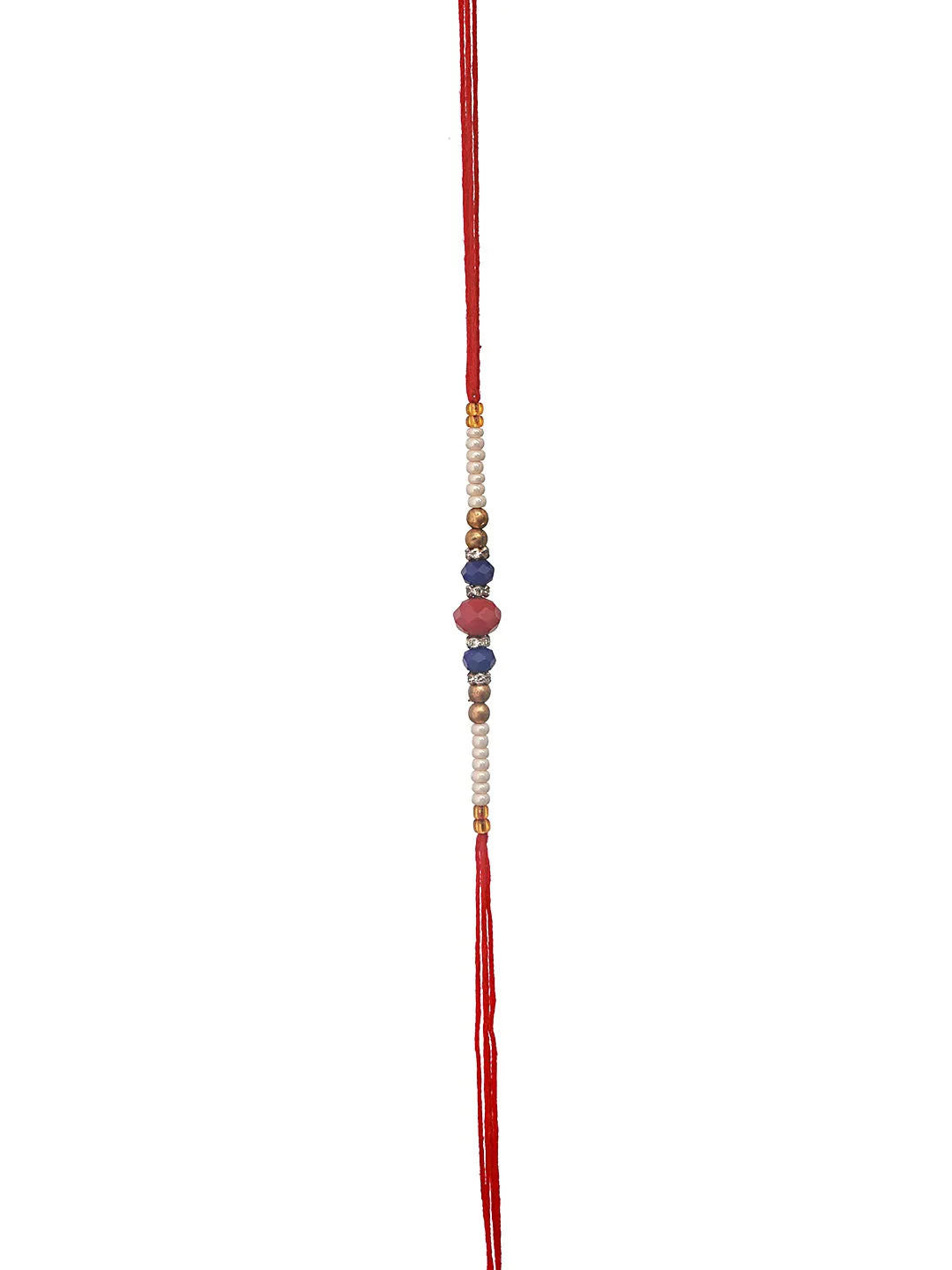 Set Of 4 Men Brown & Blue Rudraksh Beaded Spiritual Rakhi With Roli & Chawal