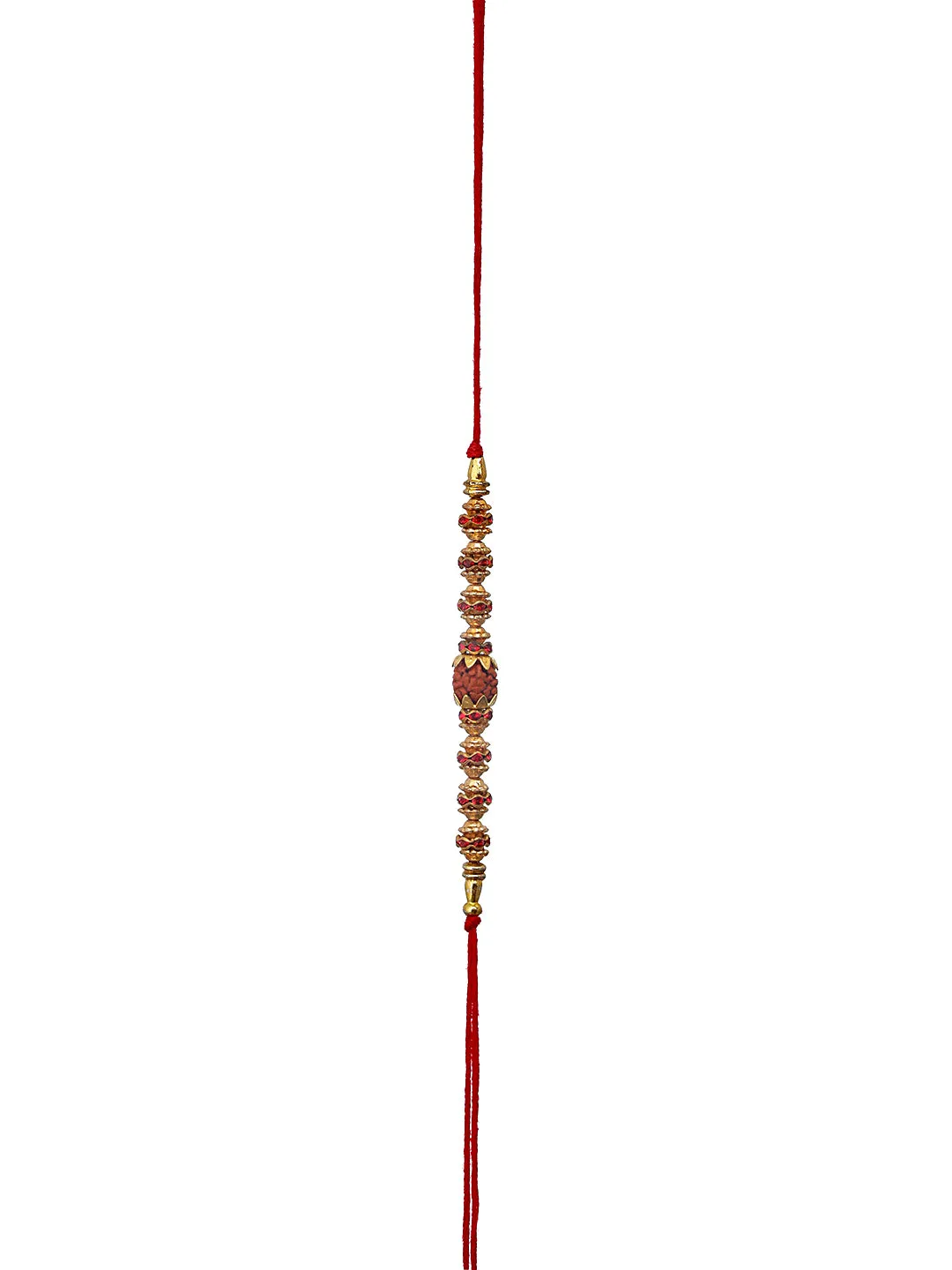 Set Of 4 Men Brown & Blue Rudraksh Beaded Spiritual Rakhi With Roli & Chawal