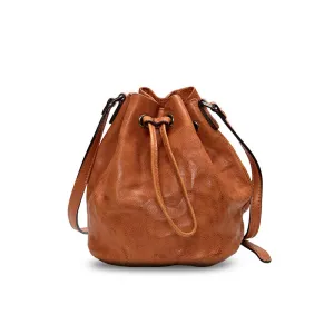 Small Womens Brown Leather Bucket Bag Purse Over The Shoulder Bags for Women