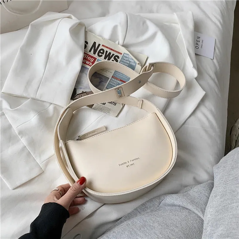 Smooth Vegan Leather Adjustable Wide Strap Cross-body Shoulder Bags