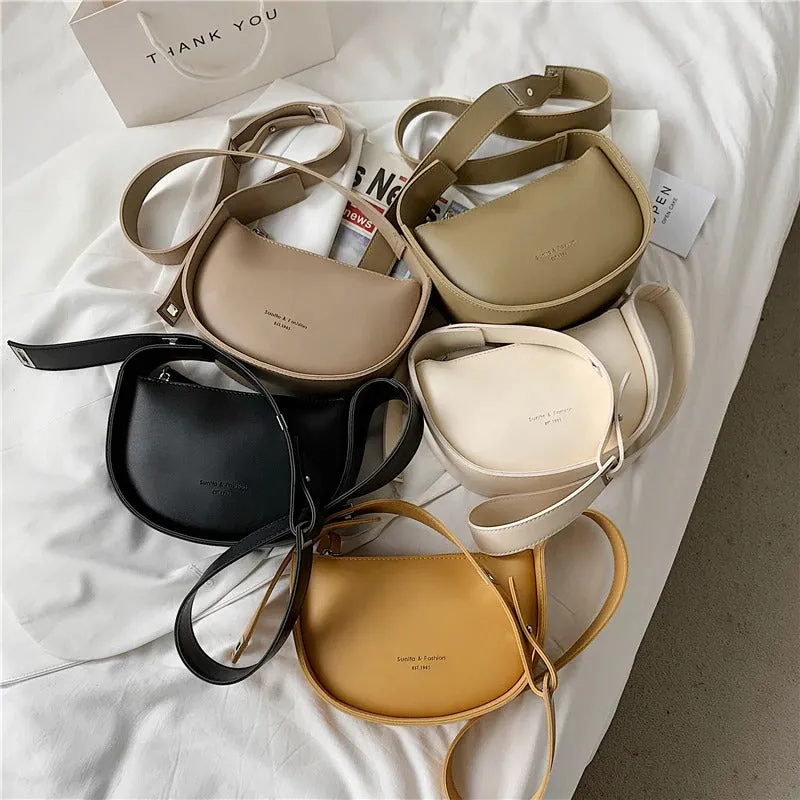Smooth Vegan Leather Adjustable Wide Strap Cross-body Shoulder Bags