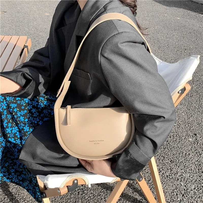Smooth Vegan Leather Adjustable Wide Strap Cross-body Shoulder Bags