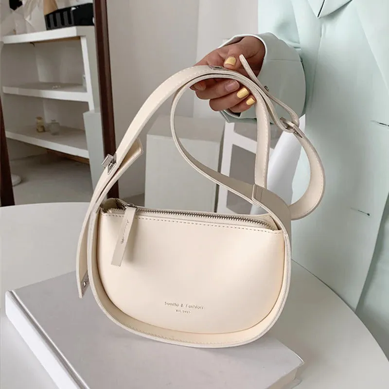 Smooth Vegan Leather Adjustable Wide Strap Cross-body Shoulder Bags