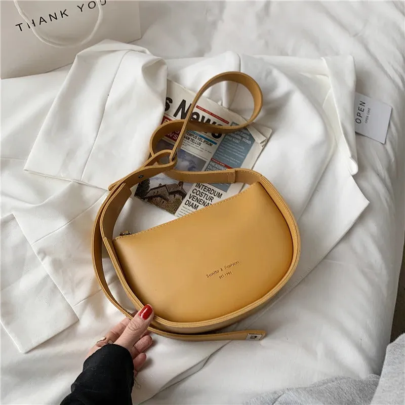 Smooth Vegan Leather Adjustable Wide Strap Cross-body Shoulder Bags