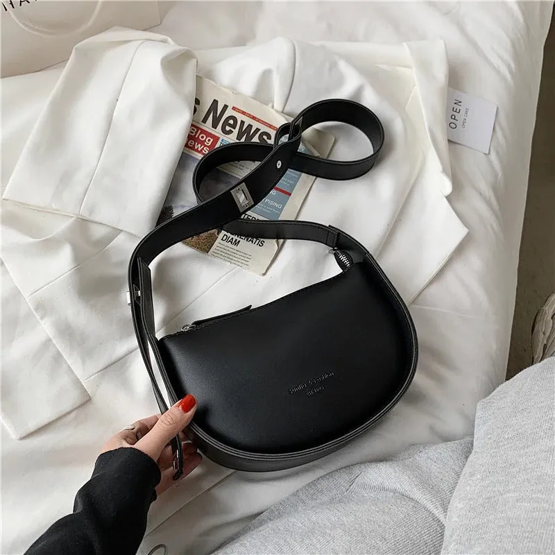 Smooth Vegan Leather Adjustable Wide Strap Cross-body Shoulder Bags