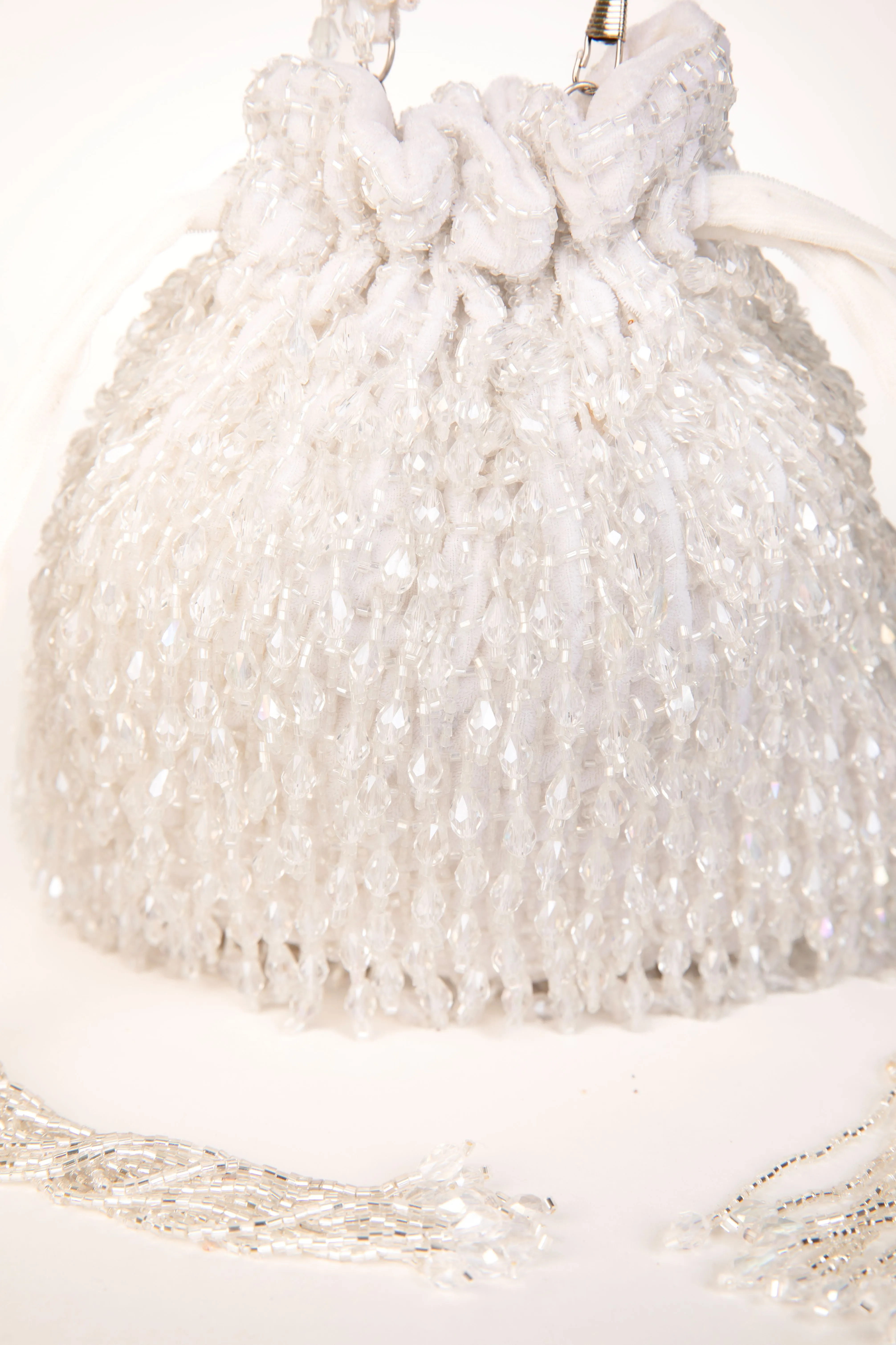Stone & Pearl Beaded Wristlet Clutch with Detachable Strap
