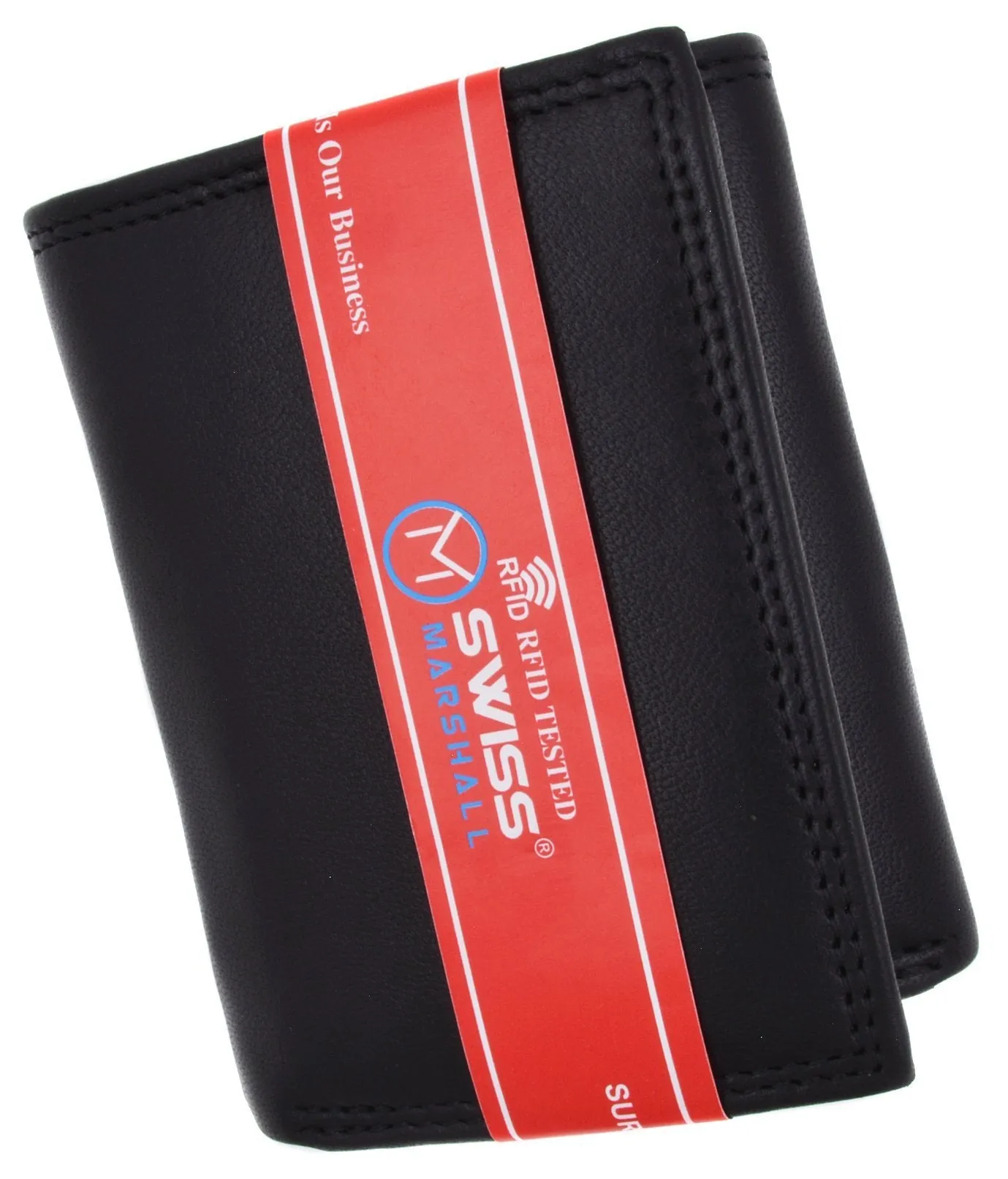 Swiss marshall men's rfid blocking premium leather classic trifold wallet