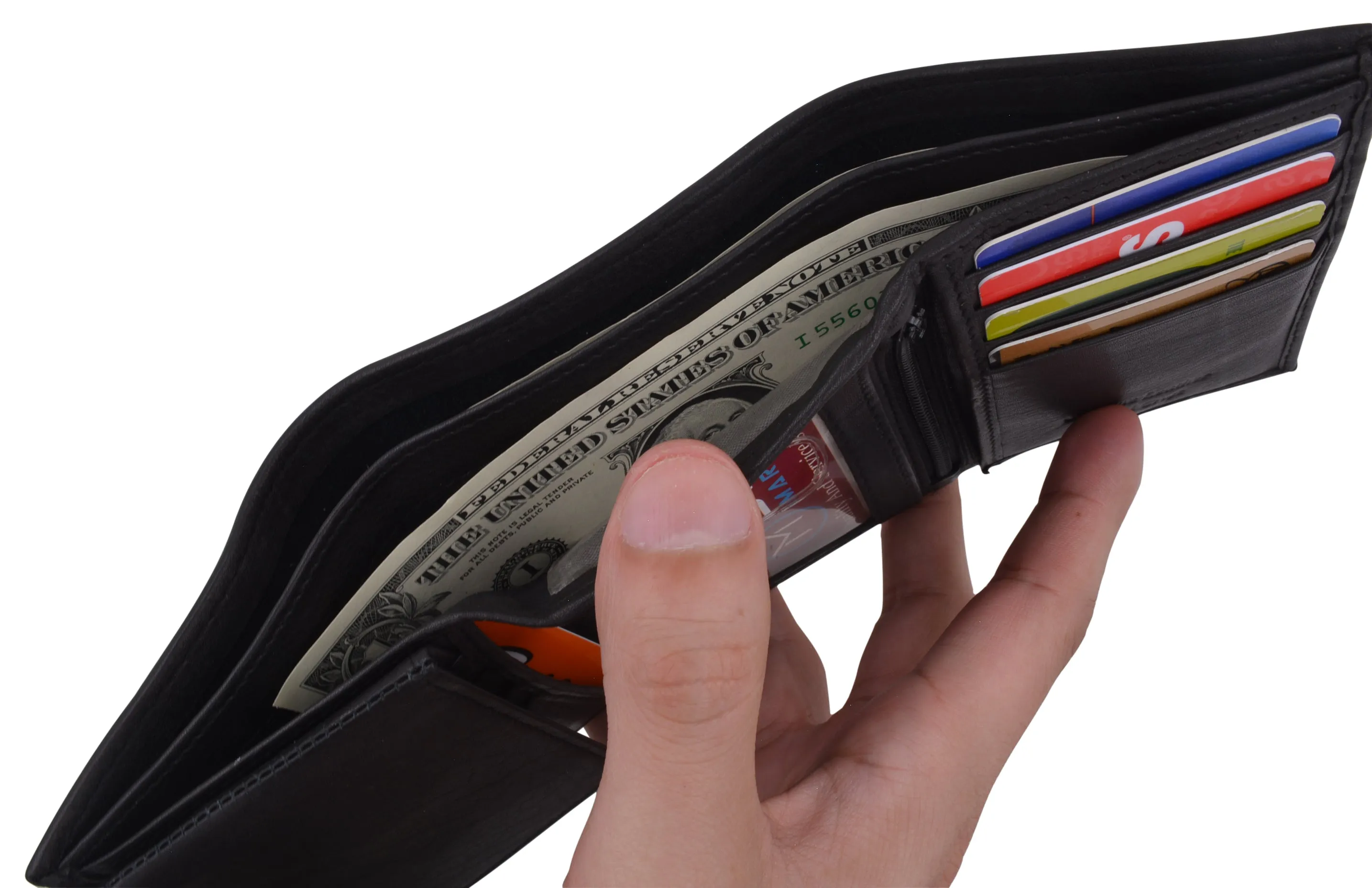 Swiss Marshall Men's RFID Blocking Premium Leather Removable Card/ID Holder Trifold Wallet