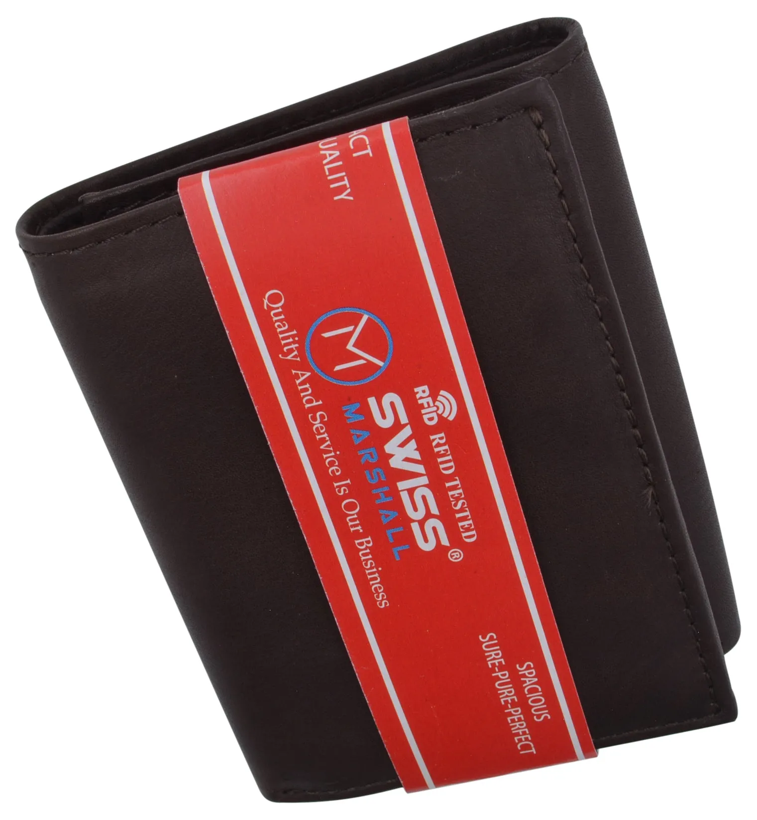 Swiss Marshall Men's RFID Blocking Premium Leather Removable Card/ID Holder Trifold Wallet