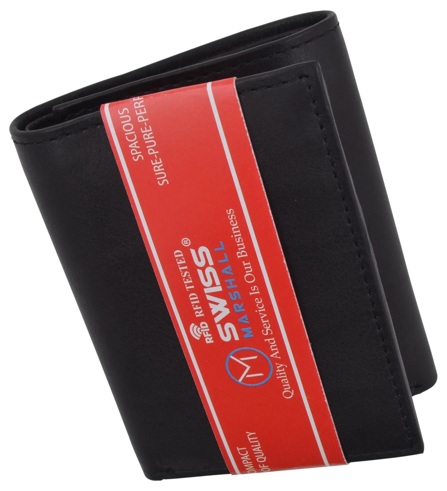 Swiss Marshall Men's RFID Blocking Premium Leather Removable Card/ID Holder Trifold Wallet