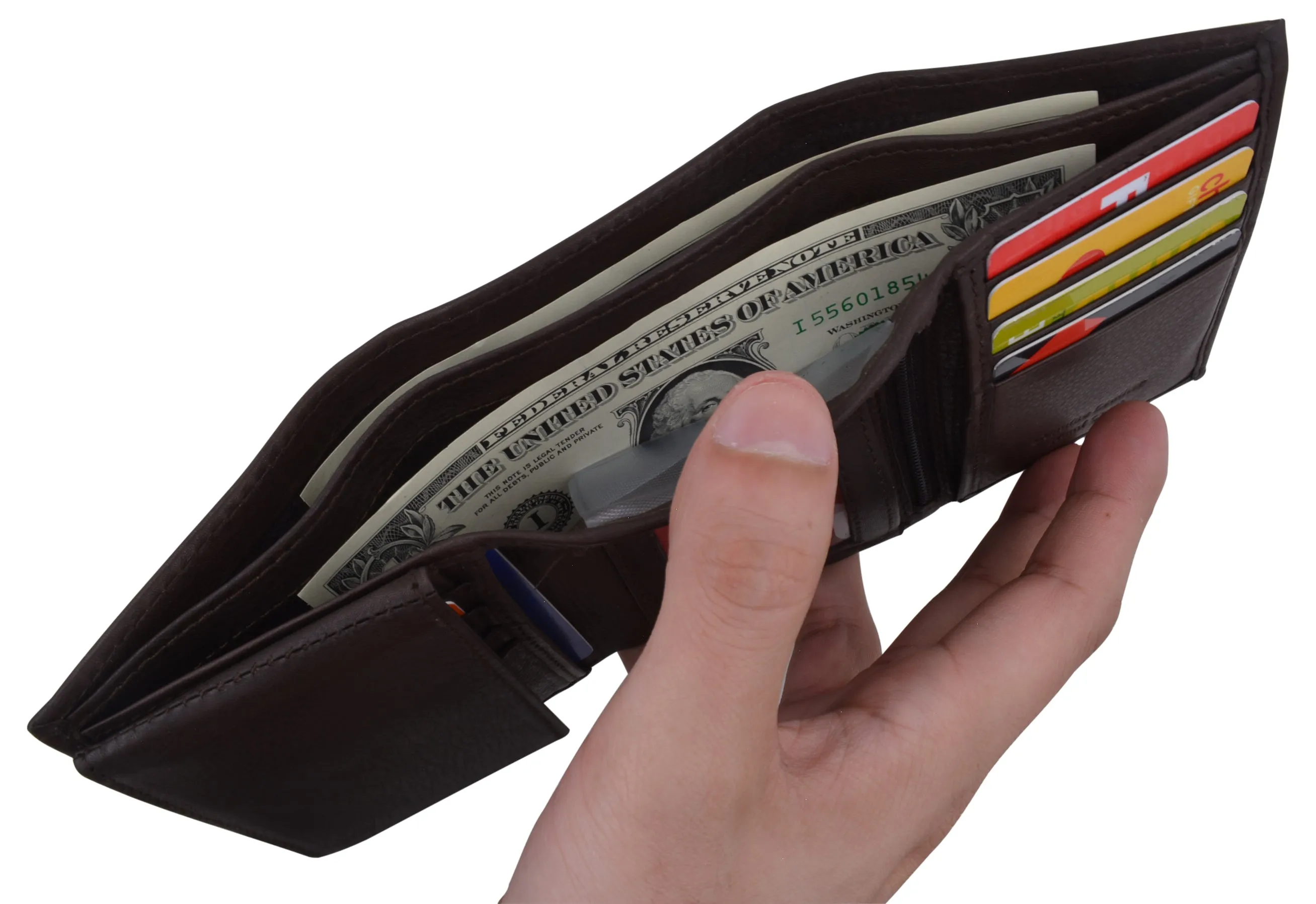 Swiss Marshall Men's RFID Blocking Premium Leather Removable Card/ID Holder Trifold Wallet