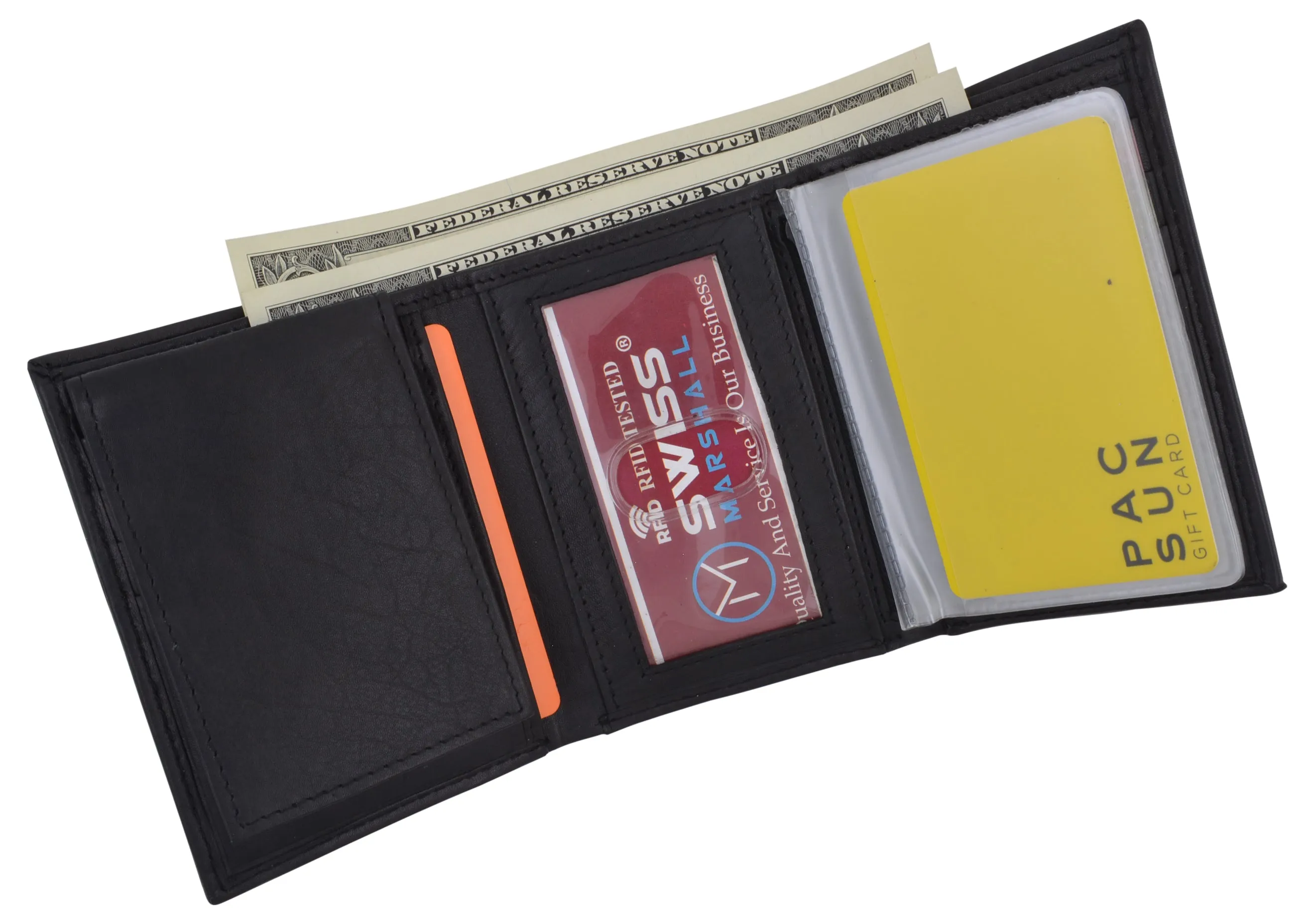 Swiss Marshall Men's RFID Blocking Premium Leather Removable Card/ID Holder Trifold Wallet