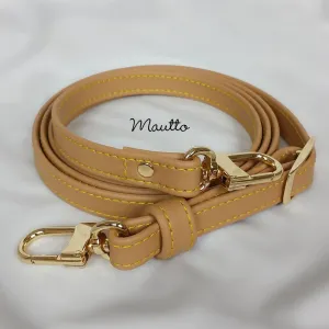 Tan Leather Strap with Yellow Stitching - Adjustable Length - 1/2 inch (13mm) Wide, #16LG Clips