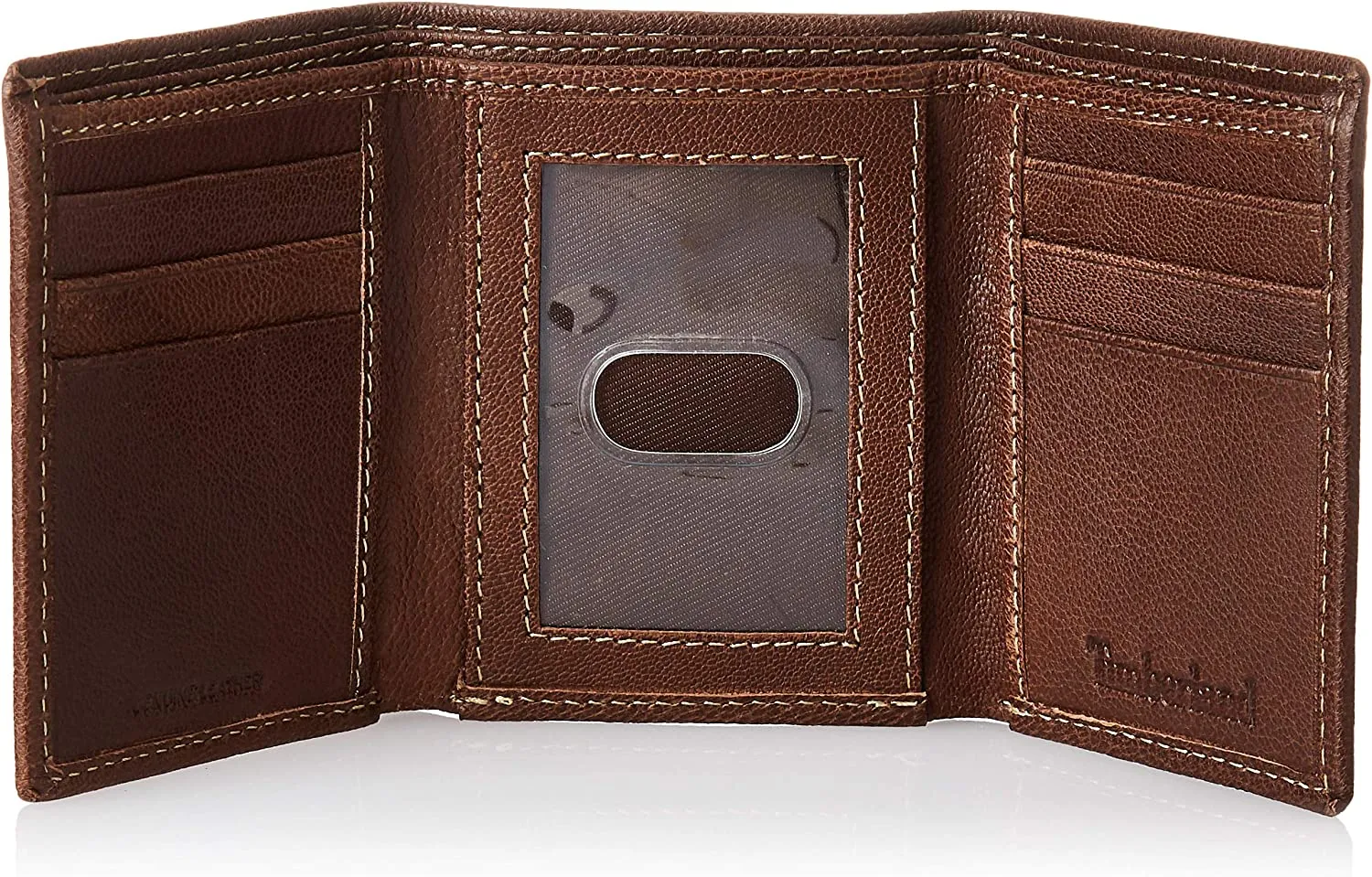 Timberland Men's Leather Trifold Wallet with Id Window Brown D97018
