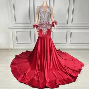Trend4us Women's Luxury Beaded Crystal Applique Mermaid Gown