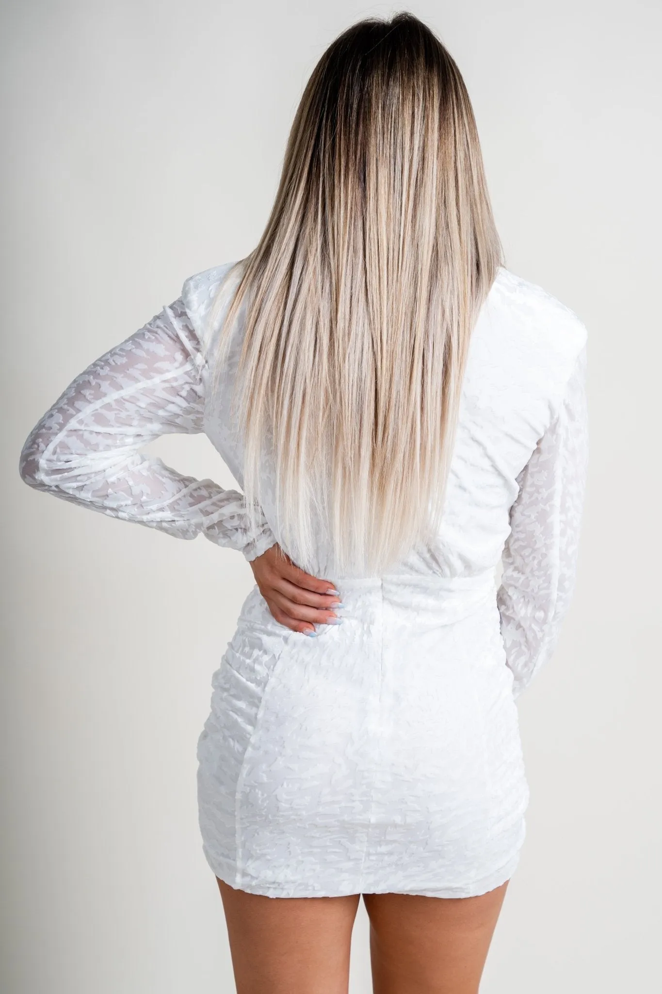 Velvet mini dress off white