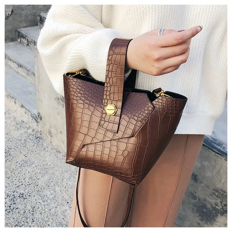 Vintage Alligator Buckets Bag Designer Women Handbags