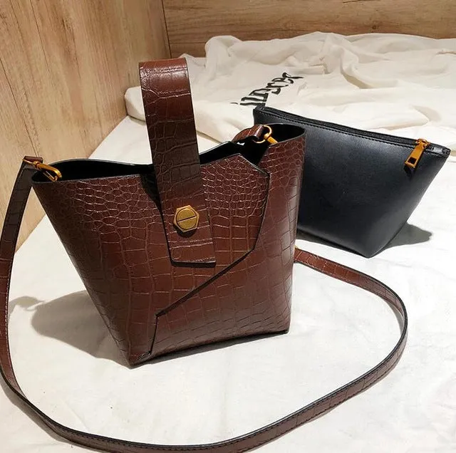 Vintage Alligator Buckets Bag Designer Women Handbags