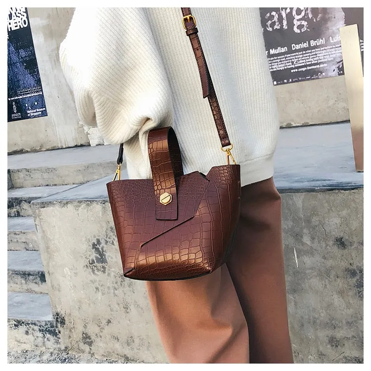 Vintage Alligator Buckets Bag Designer Women Handbags