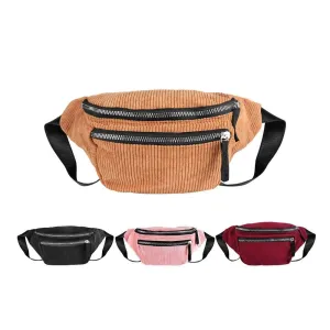Vintage Fashionable Women's Zipper Corduroy Belt Bag