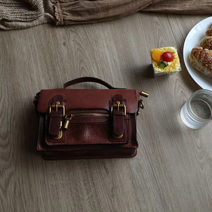 Vintage Ladies Leather Satchel Shoulder Handbags Messenger Bag For Women