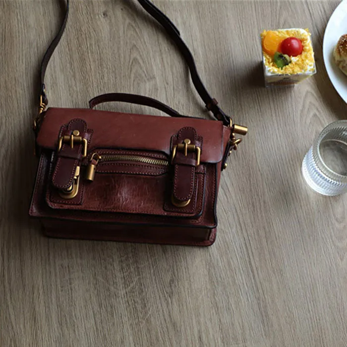 Vintage Ladies Leather Satchel Shoulder Handbags Messenger Bag For Women