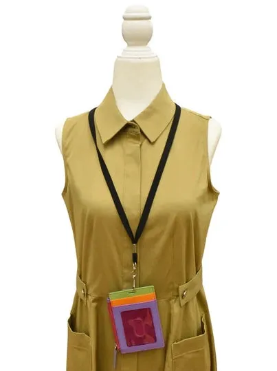 Wallet I.D. Holder Vertical Zipper With Lanyard Palm Beach Leather RFID Blocking 7118