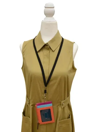 Wallet I.D. Holder Vertical Zipper With Lanyard Paradise Multi Leather RFID Blocking7118