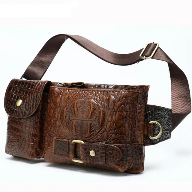 WESTAL Genuine Leather Waist Packs Men Waist Bags
