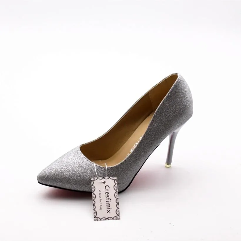 Women Fashion PU Leather 10cm High Heels