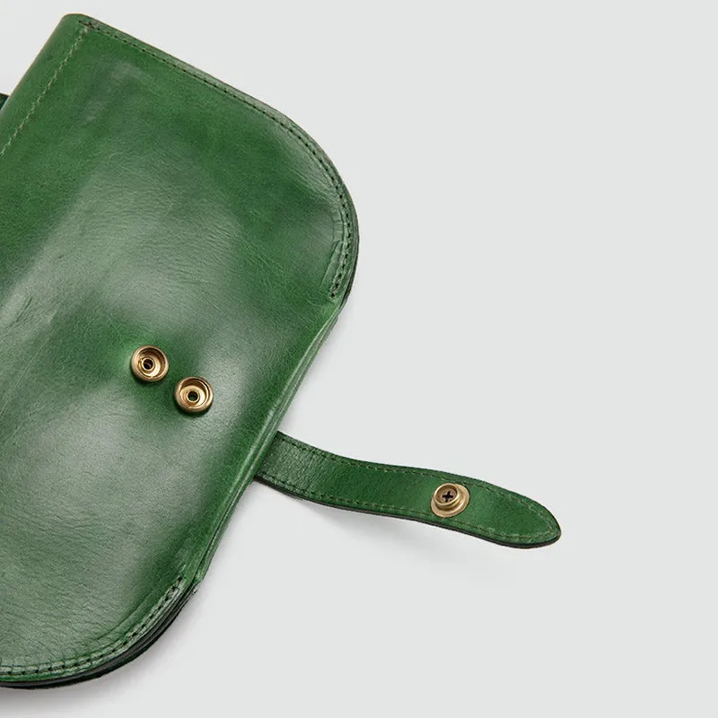 Womens Green Leather Crossbody Saddle Bag Purse Small Shoulder Bag