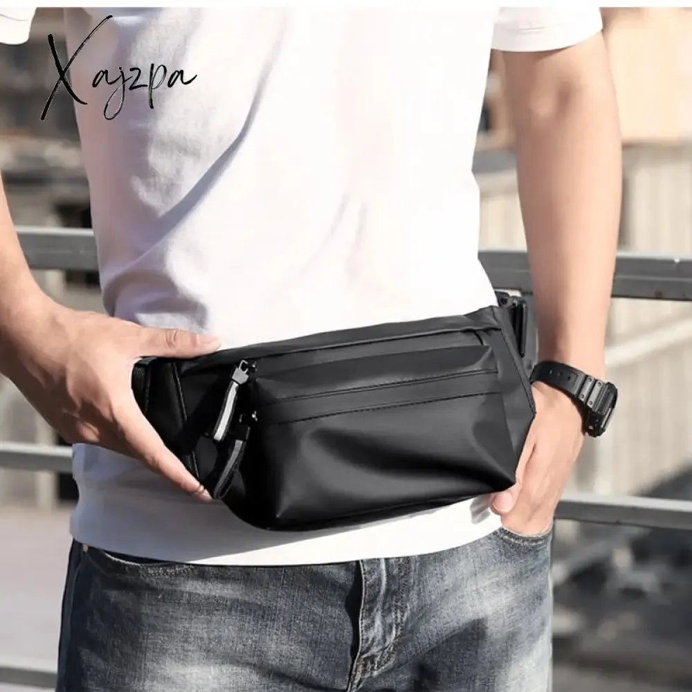 Xajzpa - Men Waist Fanny Pack Hip Bum Belt Bag Money Pouch Travel Fashion Waterproof Oxford Male Sling Cross body Chest Pack Purse Bags